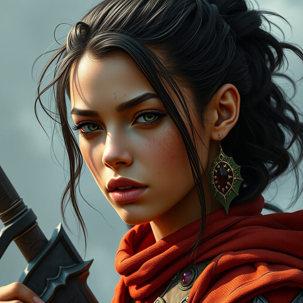 Rihanna as a D&D Fighter: Realistic Portrait