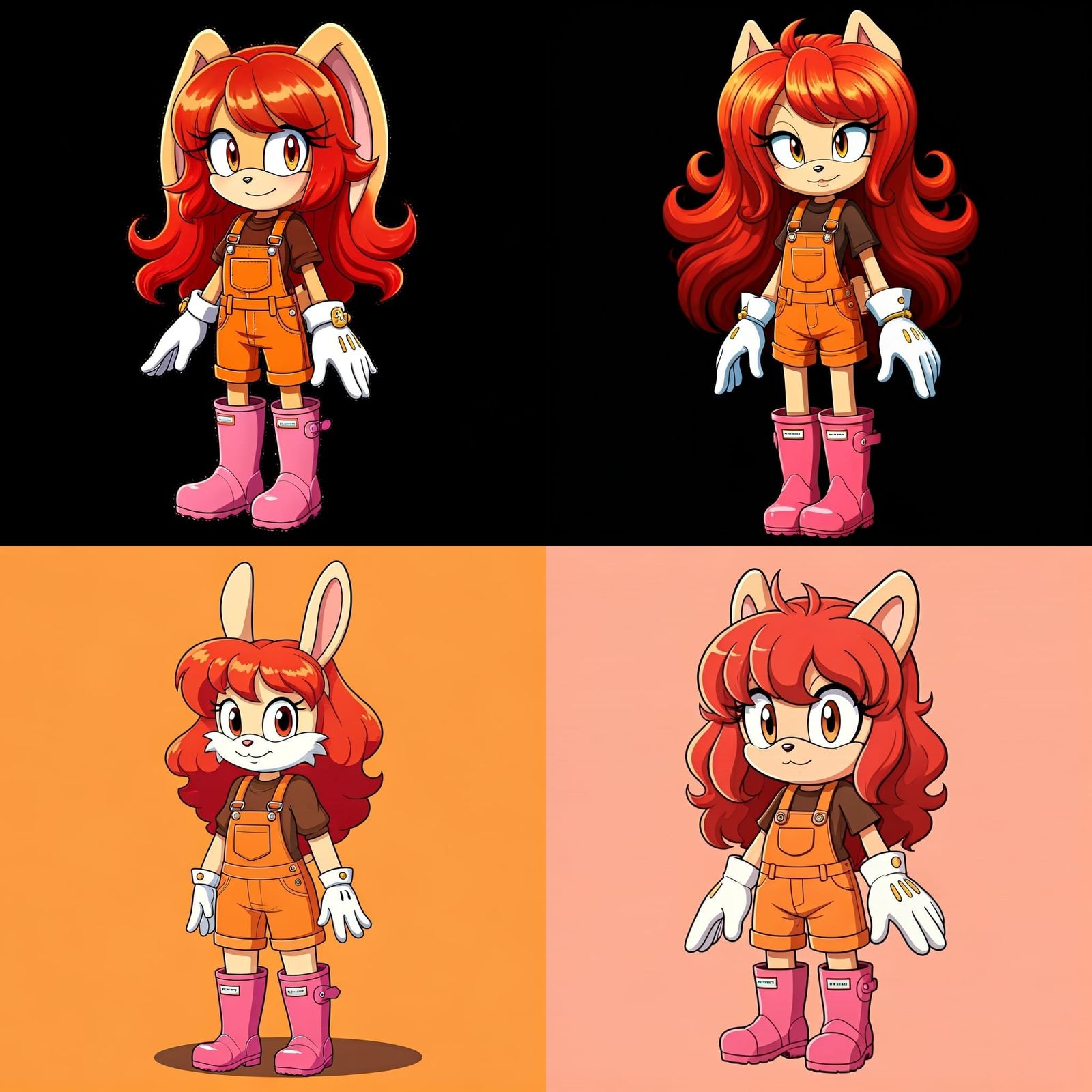 Cinnamon Rabbit Cartoon Character in Overalls