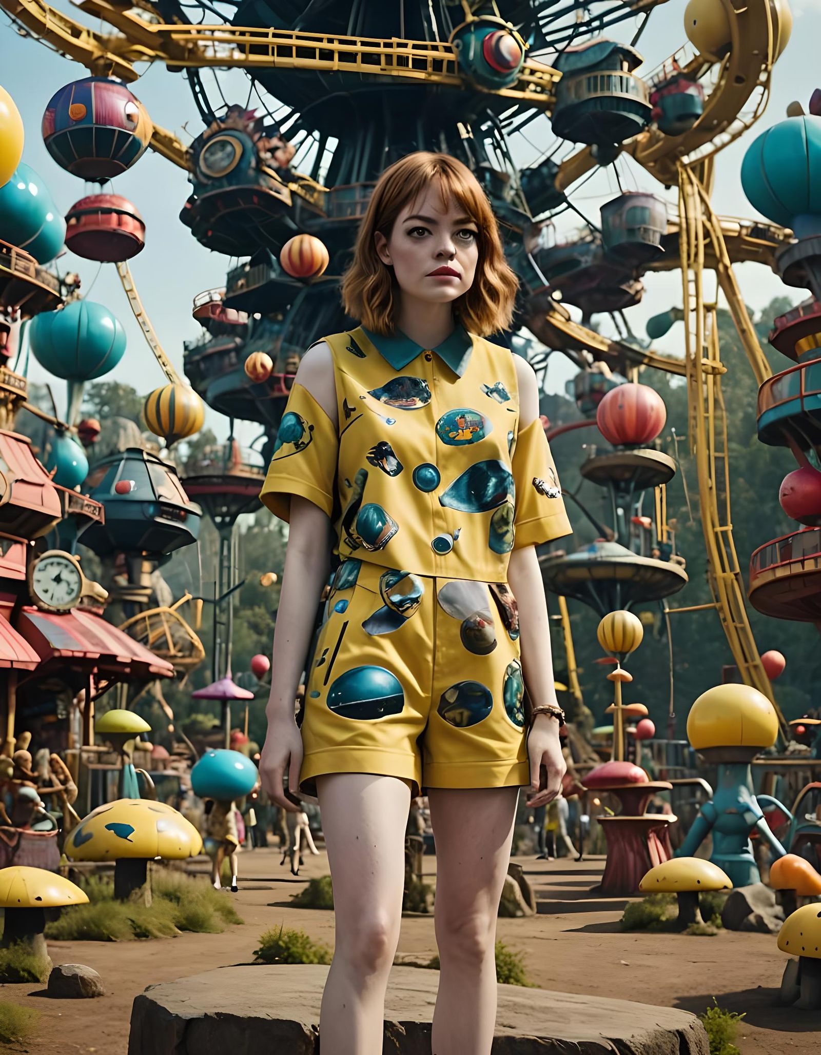 Emma Stone in Sci-Fi Wonderland Theme Park