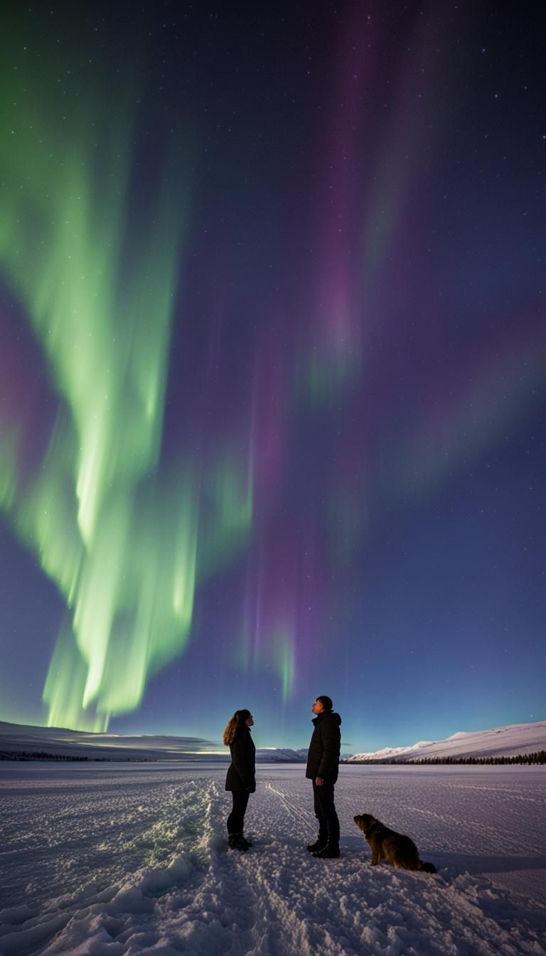 Northern Lights Winter Night Sky