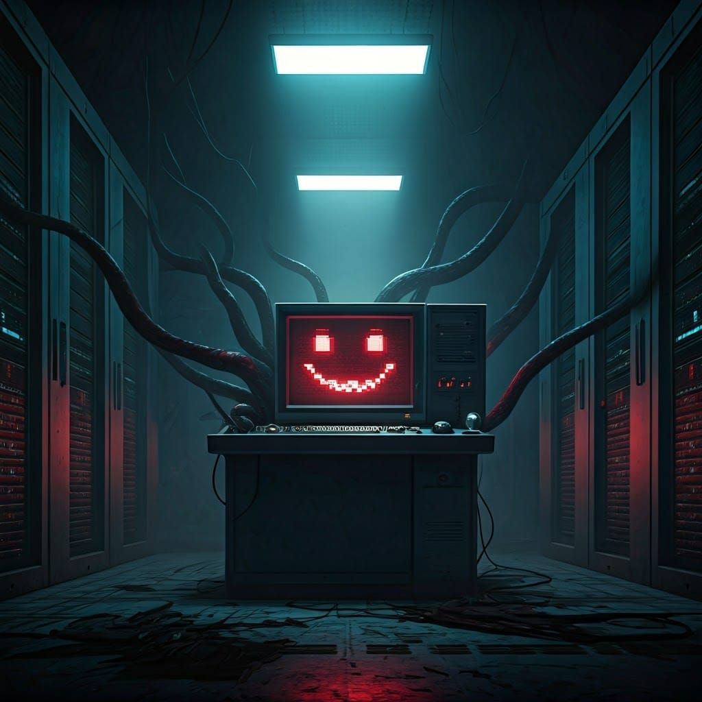 Abandoned Server Room in Cyberpunk Hues