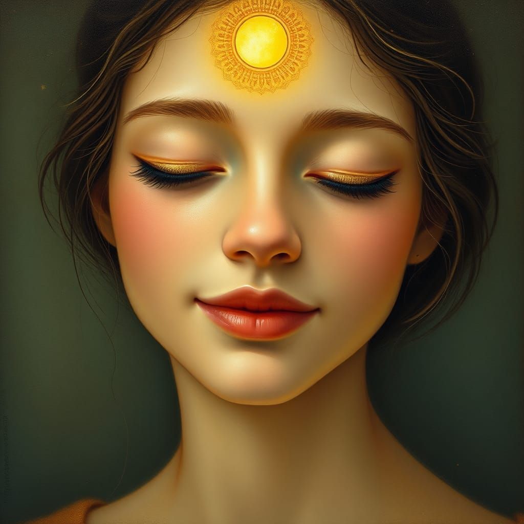 Radiant Woman with Golden Patterns in Klimt Style