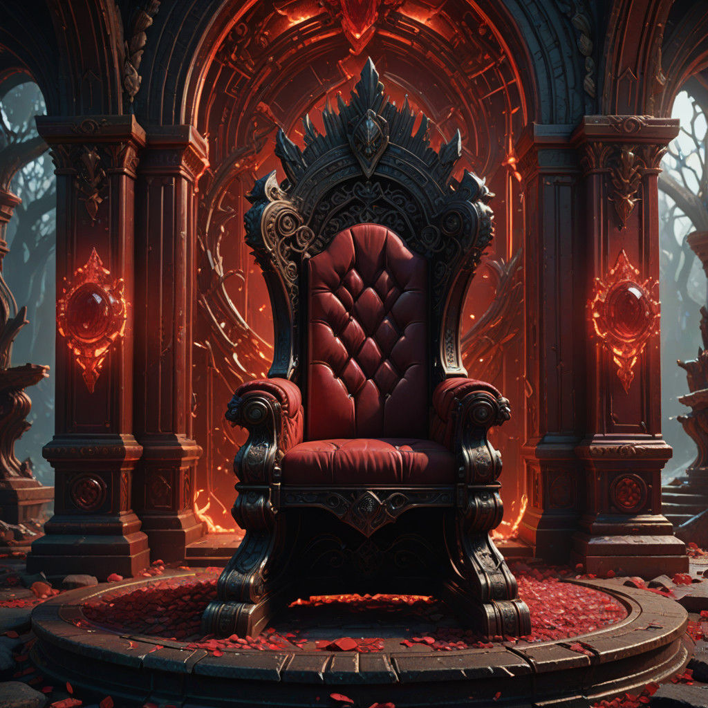 Surreal Red Topaz Throne in a Fantastical World
