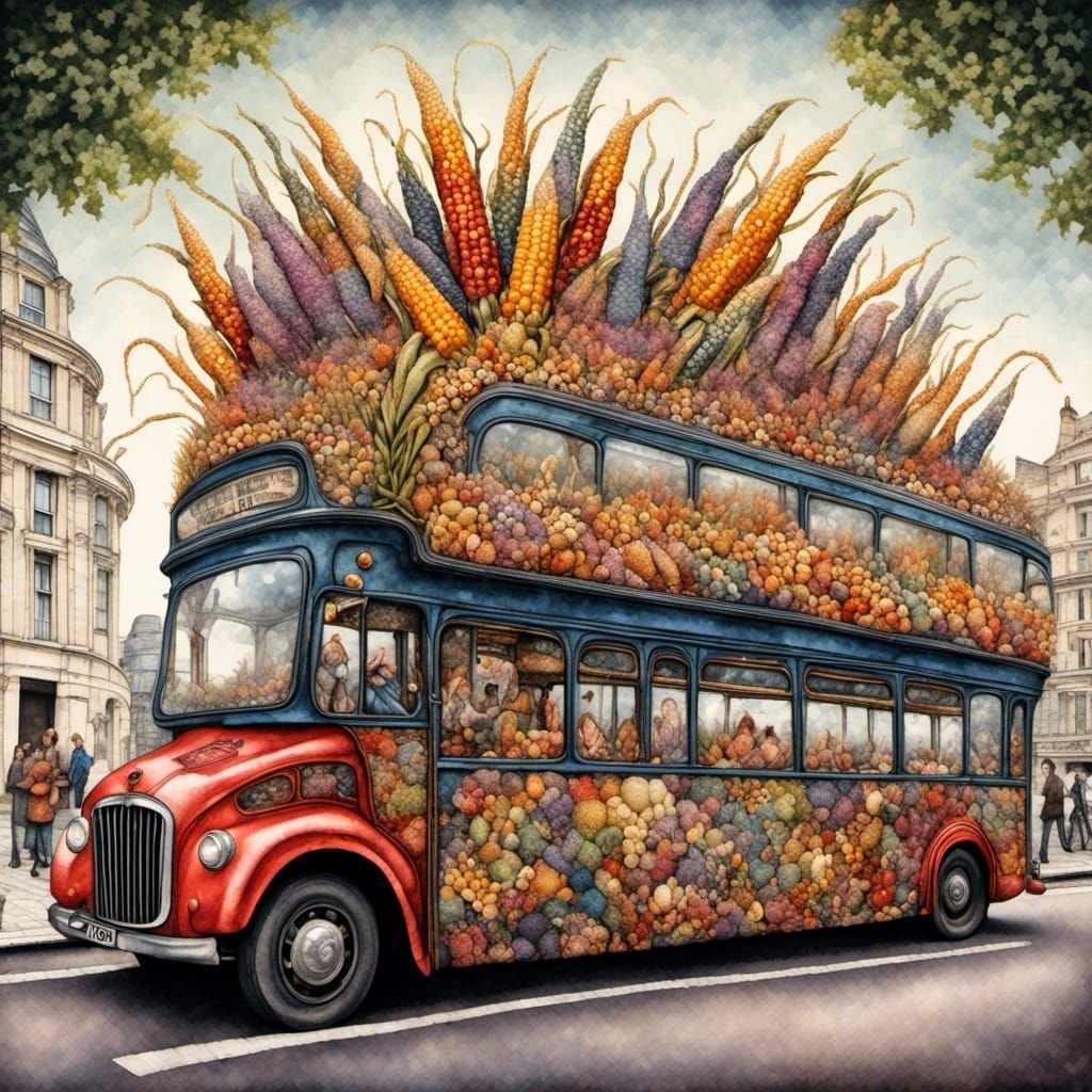 Corn likes to ride a double decker bus in London too