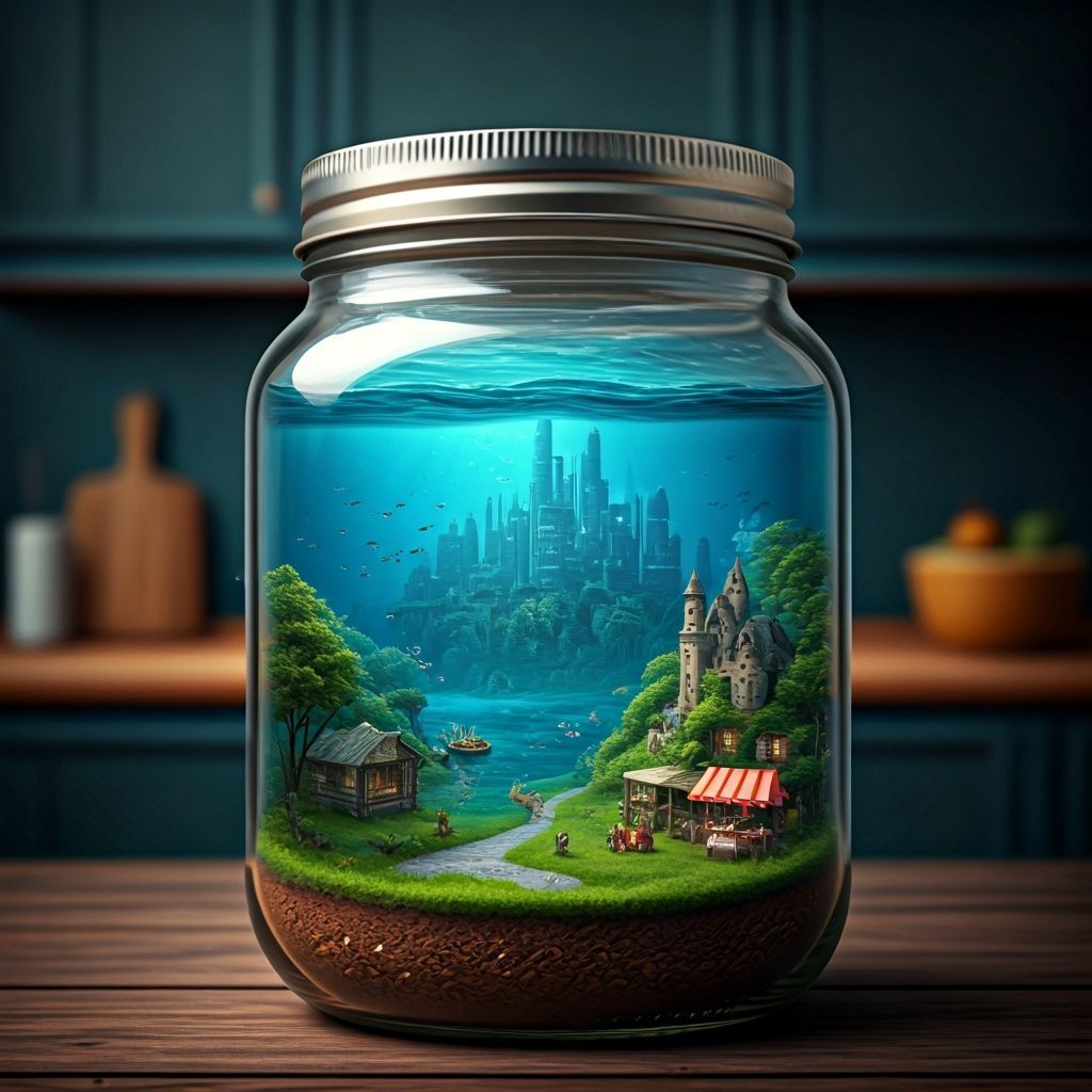 Underwater City in a Jar: Detailed Matte Painting