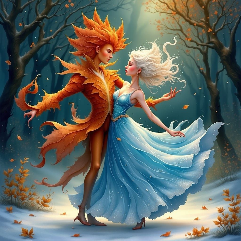 Autumn and Winter Dance in Twilight Forest