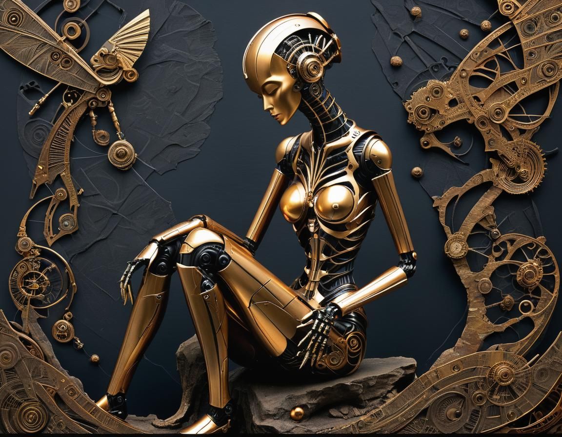 Futuristic Biodroid Motherboard in Bronzepunk Style