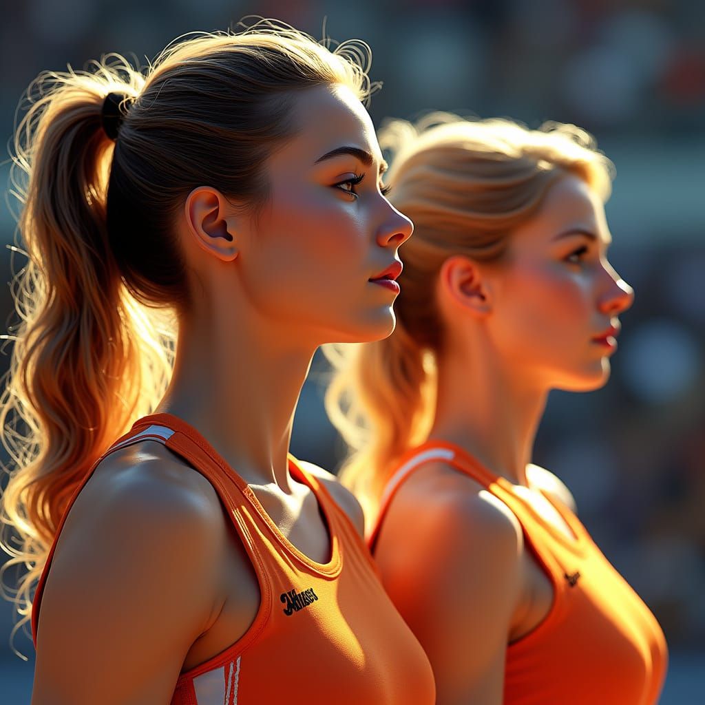 Confident Volleyball Athletes in Vibrant Team Jerseys