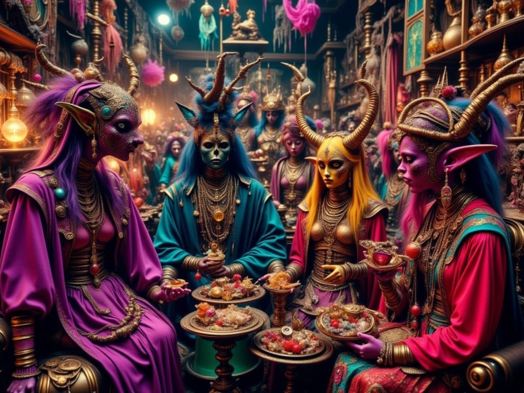 Magical Market Tent with Tamed Demons