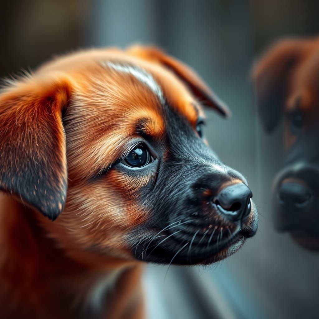 Curious Puppy Portrait in Vibrant Colors