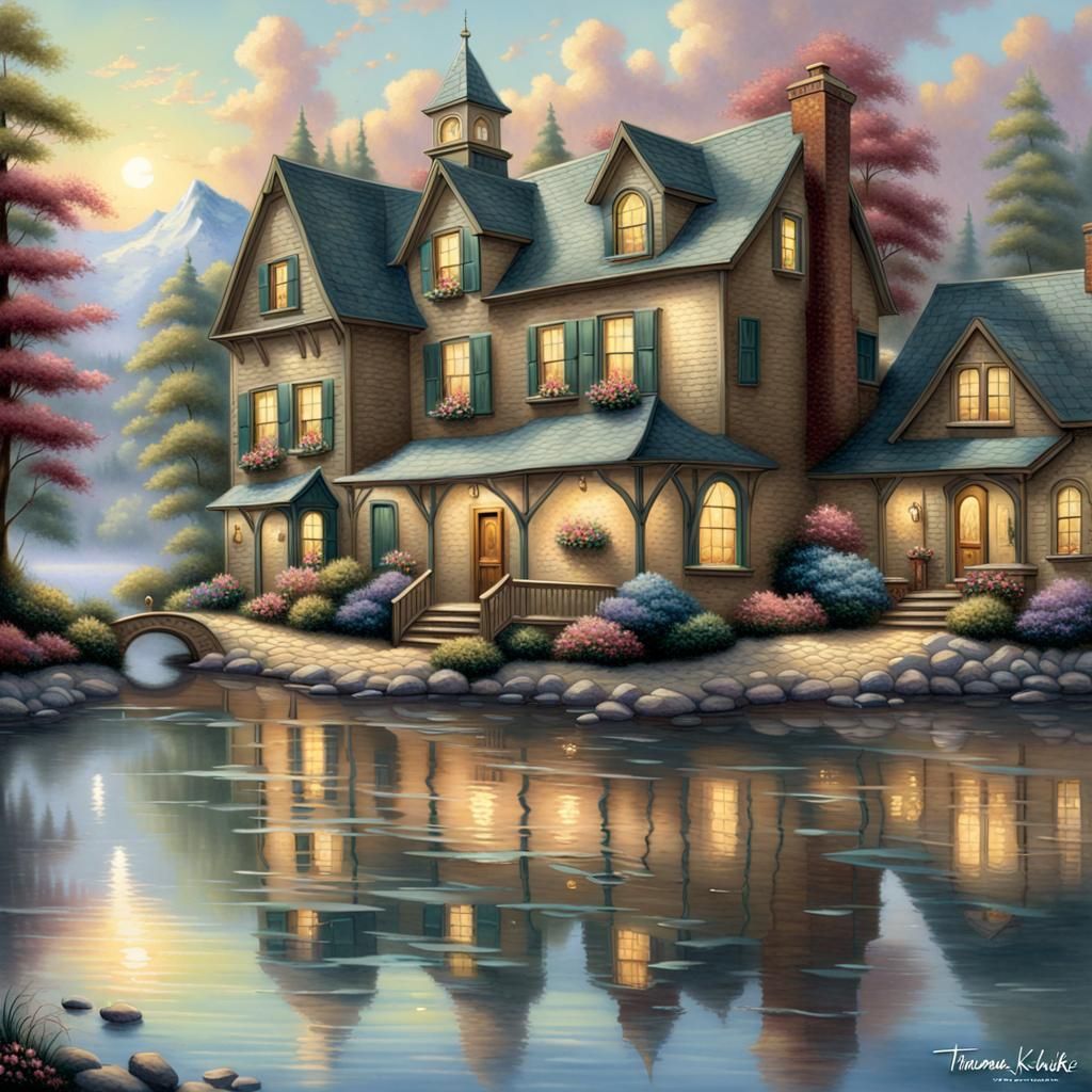 Dreamlike Reflections in Tranquil Matte Painting