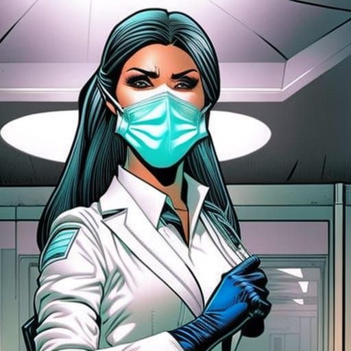 Female Dentist in Comic Book Art Style