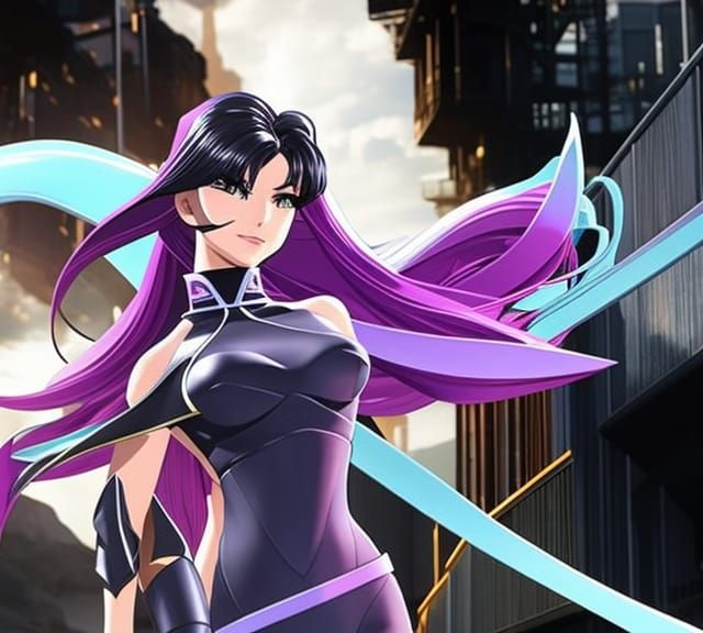 Female Bodybuilder Portrait on Stage in Anime Style