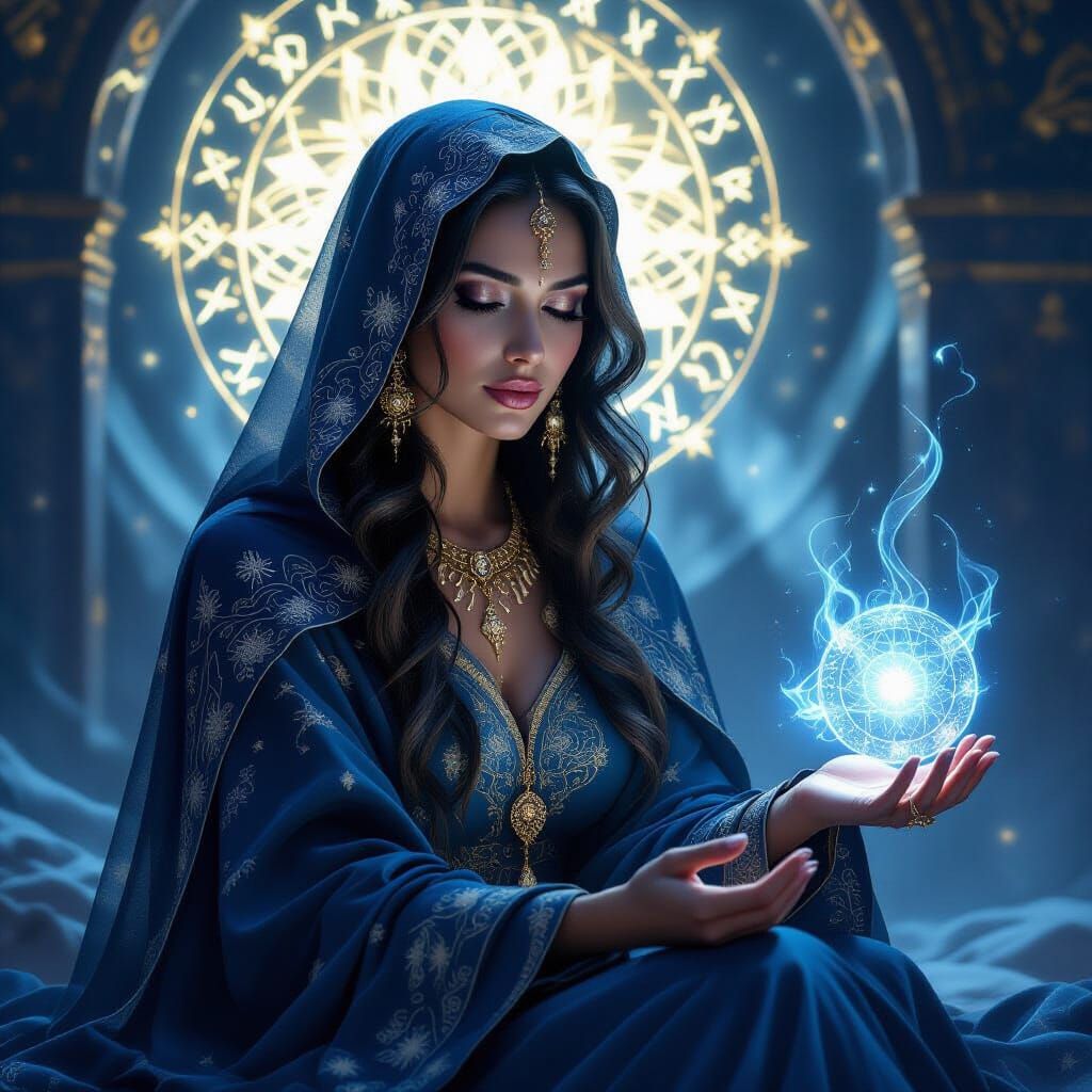 Mystical Oracle Woman in Ethereal Light