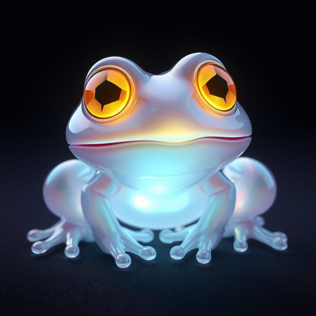 Ethereal Glass Frog in Cyberpunk Style
