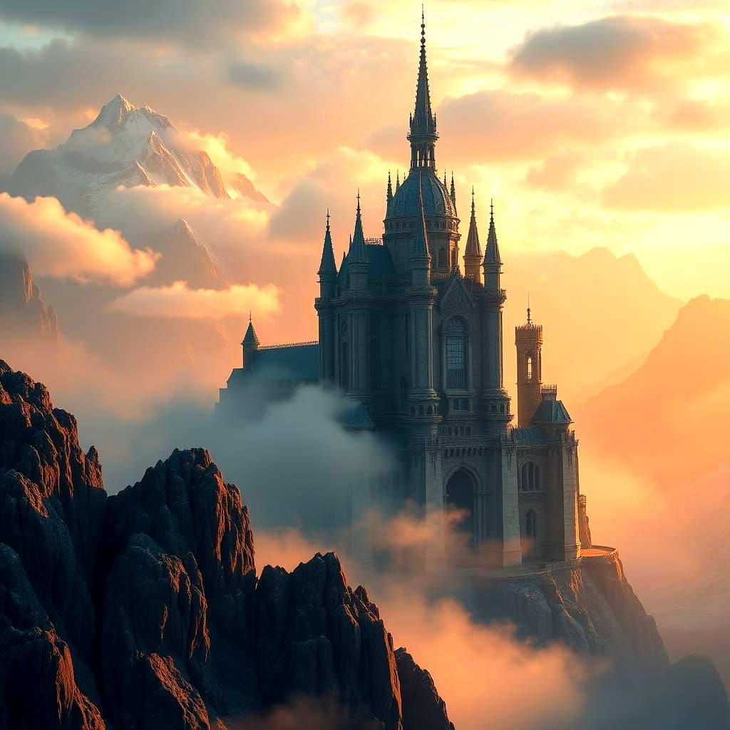 Epic Mountain Castle Amidst Majestic Peaks