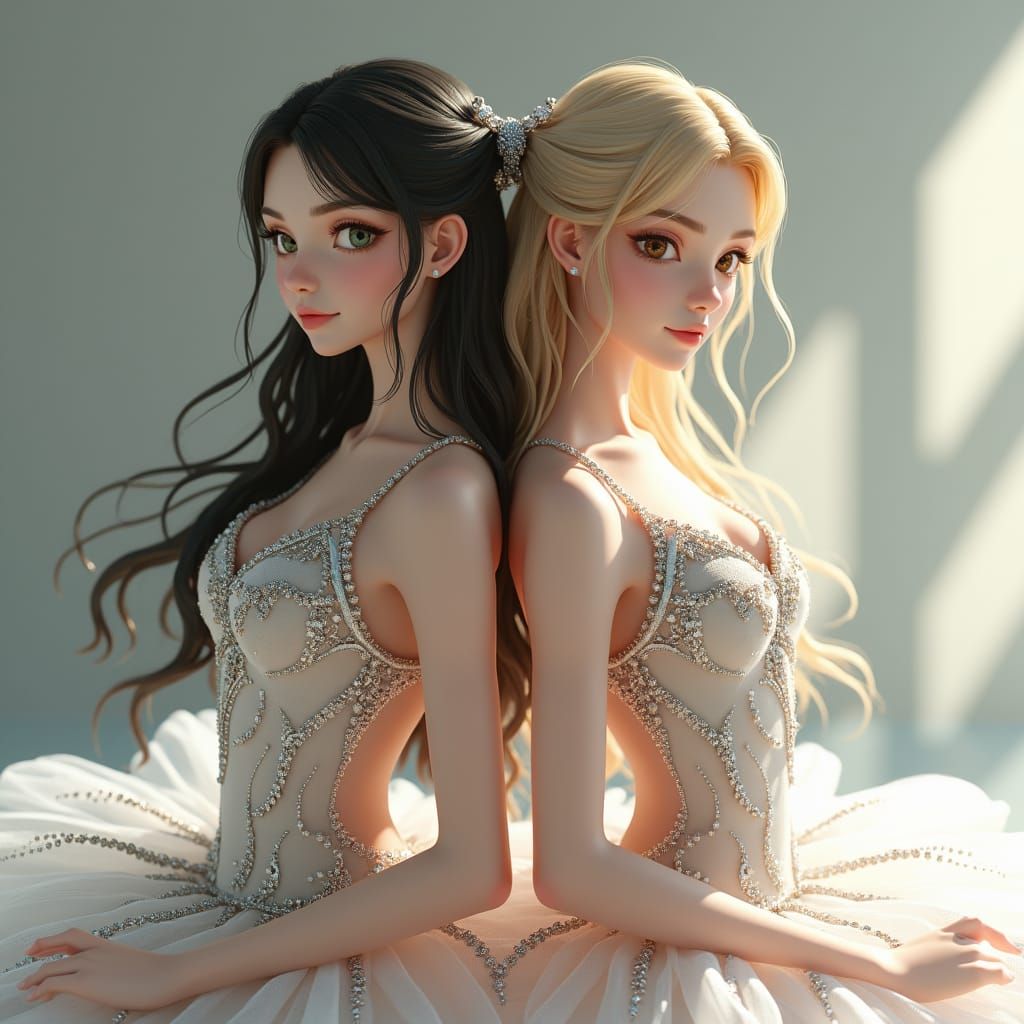 Elegant Ballet Dancers in 3D Anime Style