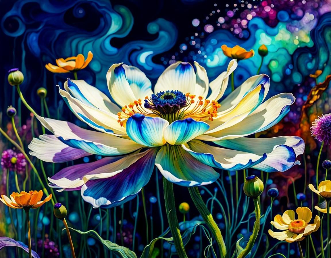 Magical Wind Anemone in Post-Impressionist Style