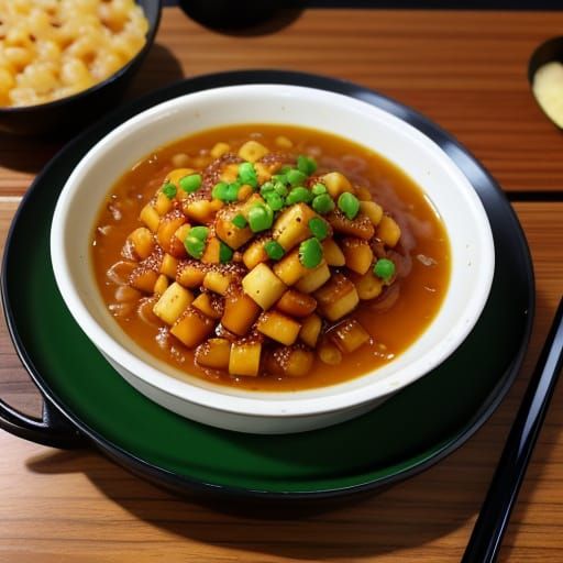 Intricate Japanese Village Scene at Sunset