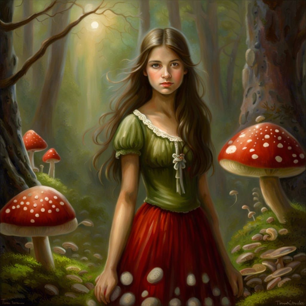 Ethereal Forest Scene with Teenage Girl, Hyperdetailed