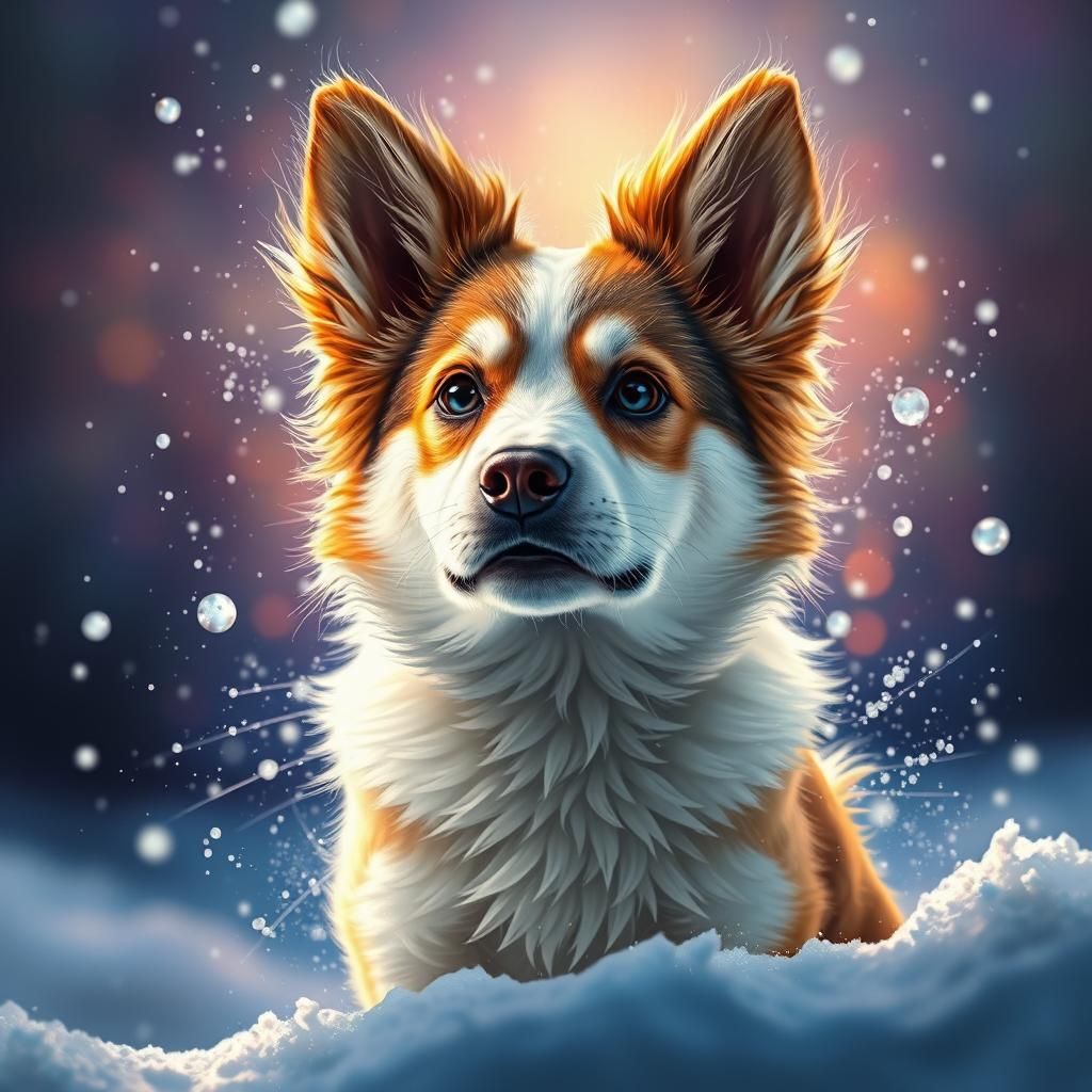 Cute Dog in Snow: Hyperrealistic Concept Art