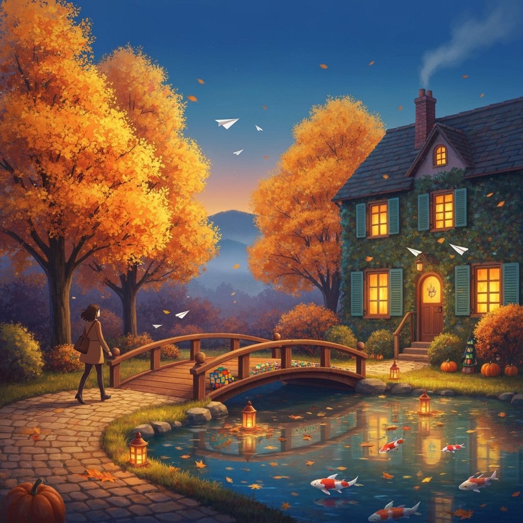 Romantic Autumn Evening in Ghibli-Monet Style