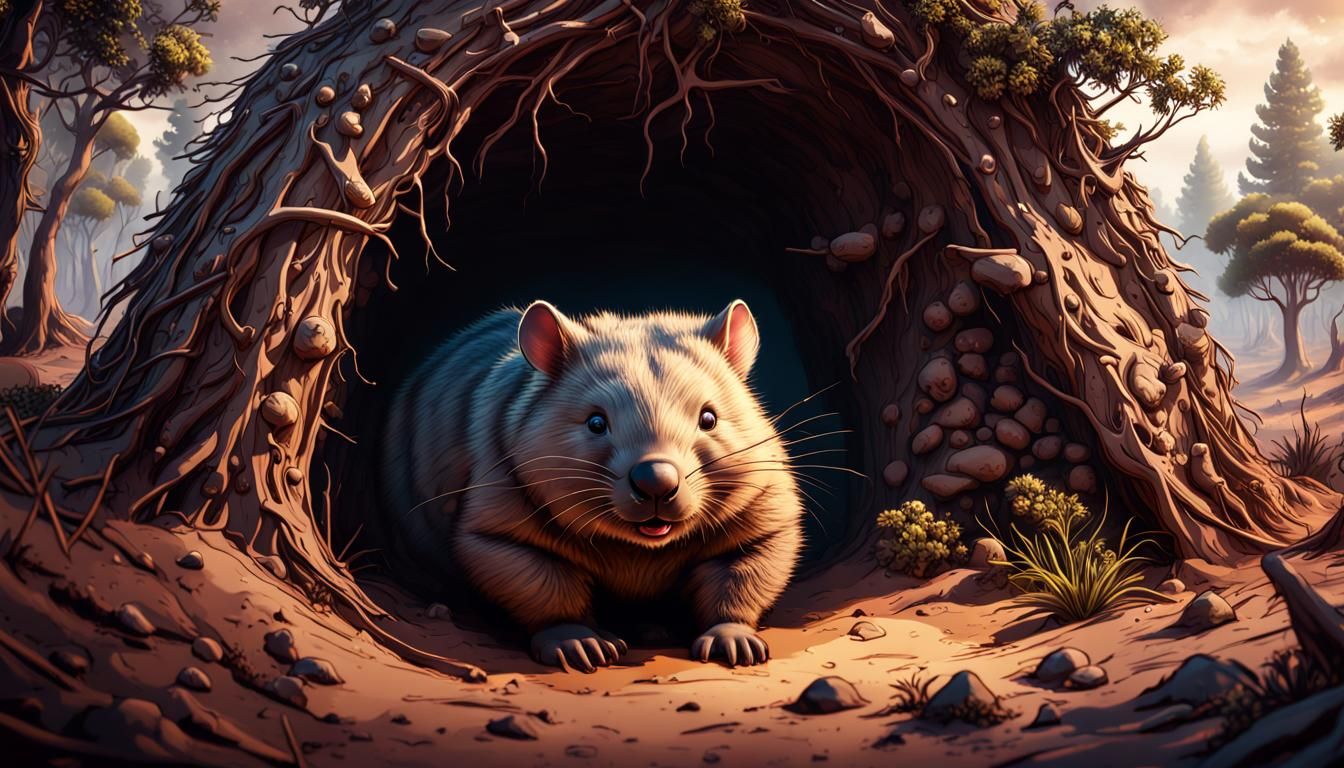 Wombats Rescue Friend: Detailed Matte Painting
