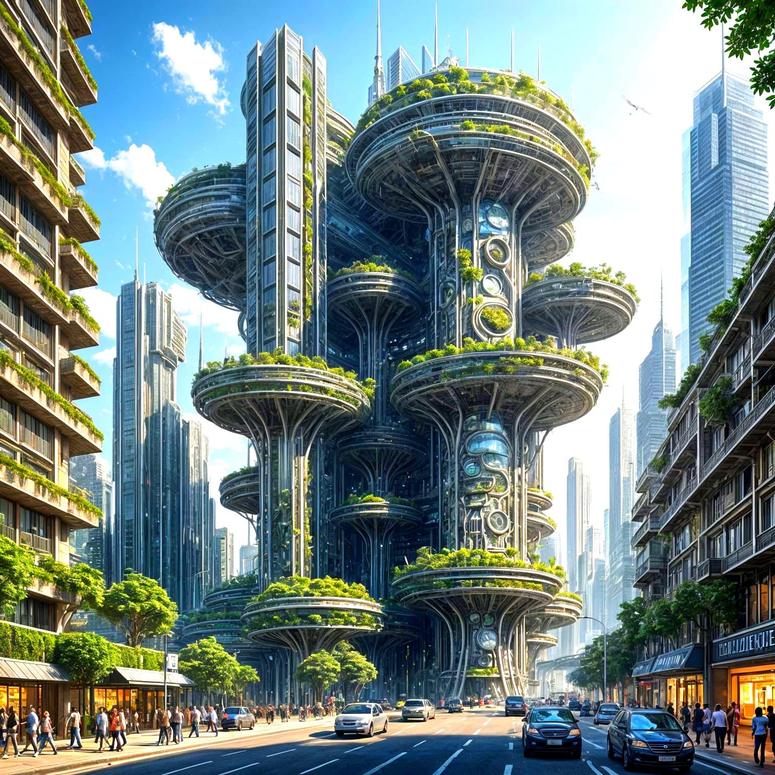 Sustainable Urban Future Cityscape in Eco-Friendly Futuristi...