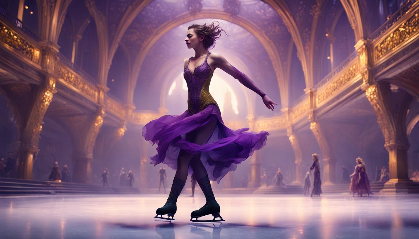 Figure Skater in Dark Fantasy Art Nouveau Style