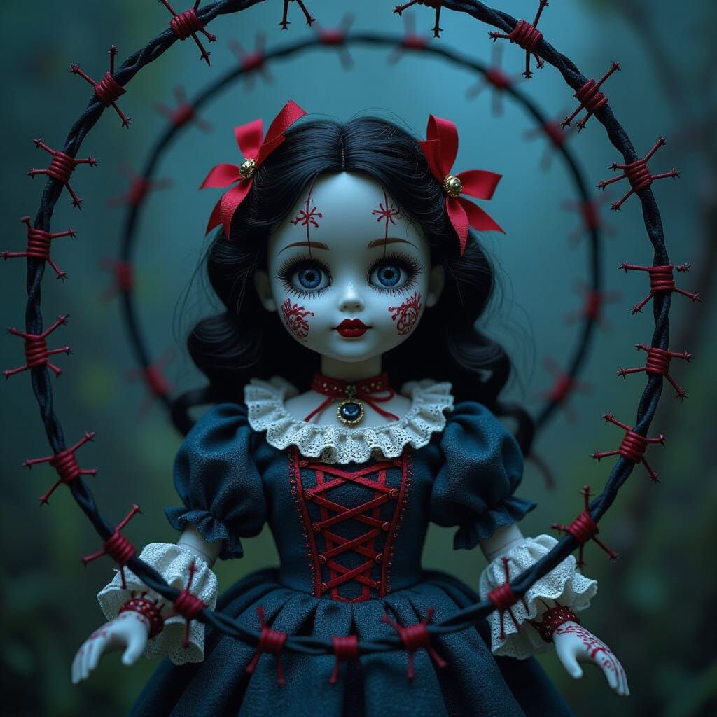 Barbed Wire Doll in Thorn Maze: Wire Art