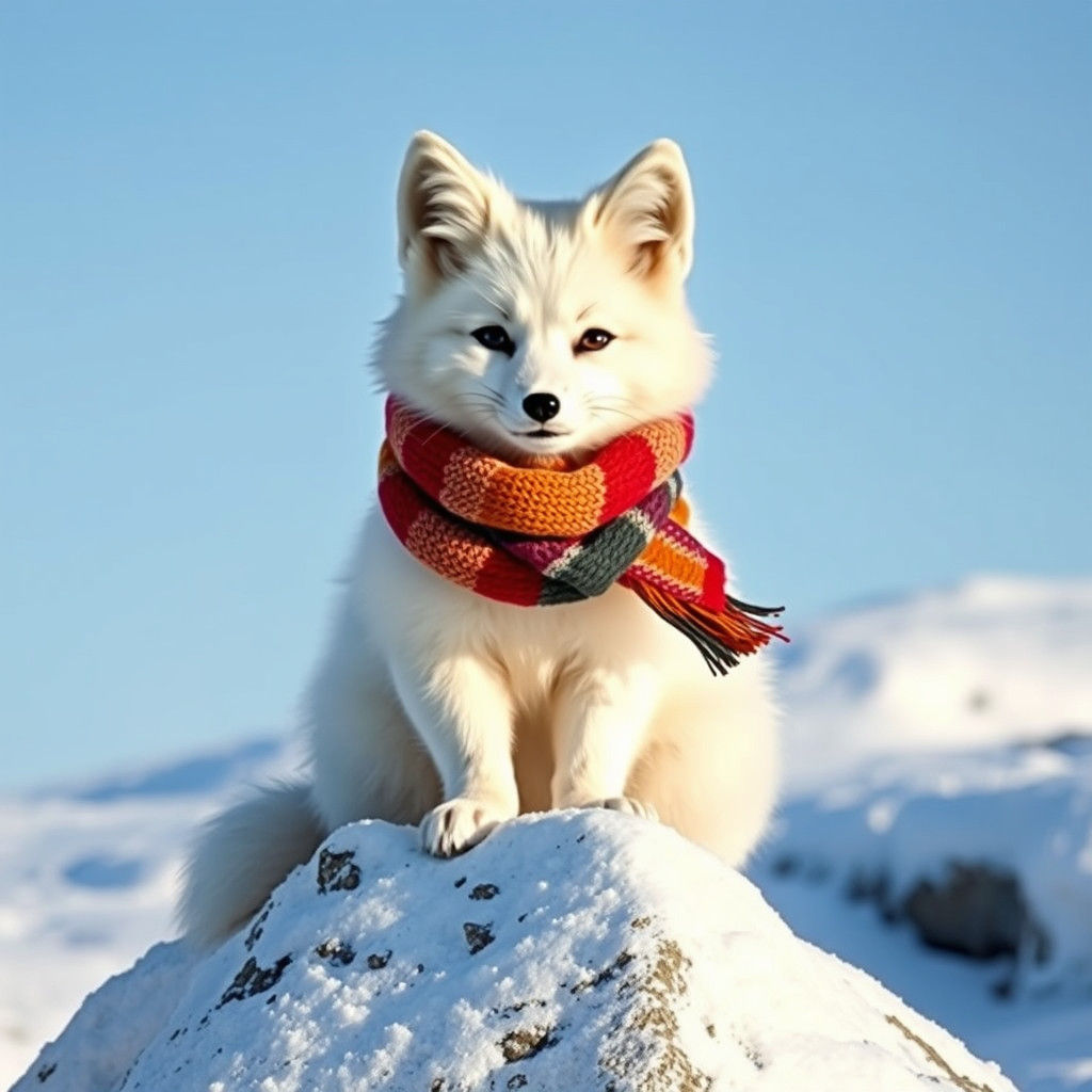 Arctic Fox in Winter Wonderland, Holly Hobbie Style