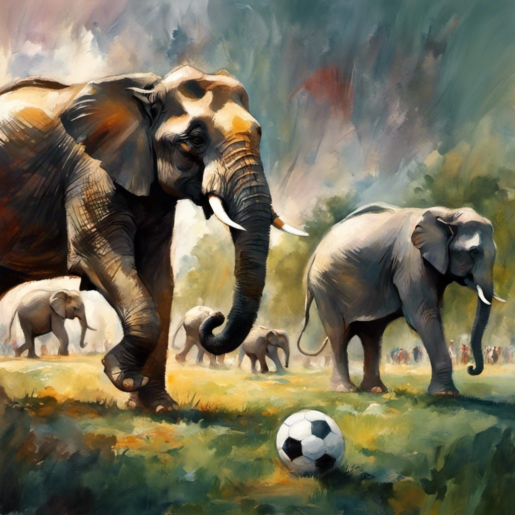 Elephants Playing Soccer