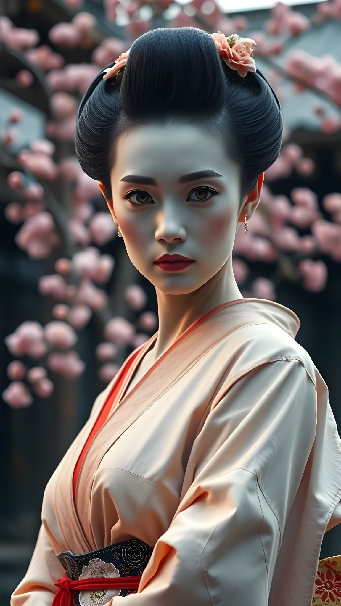Striking Geisha in Cinematic Film Still