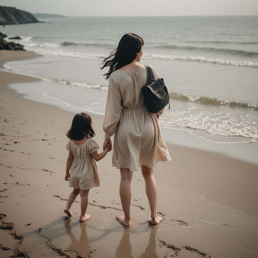 Mother and Daughter Beach Portrait
