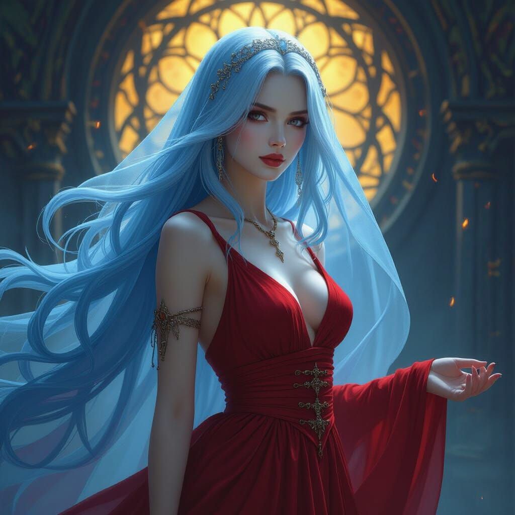 Sorceress Apparitia in Dark Fantasy Style