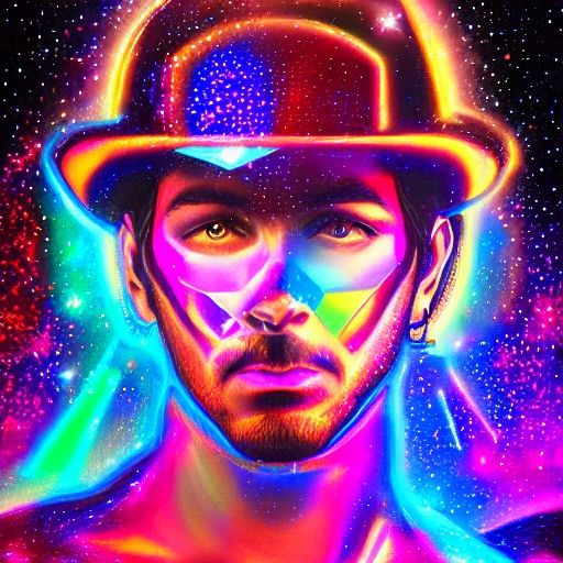 Daft Punk in Holographic Astral Cosmic Illustration