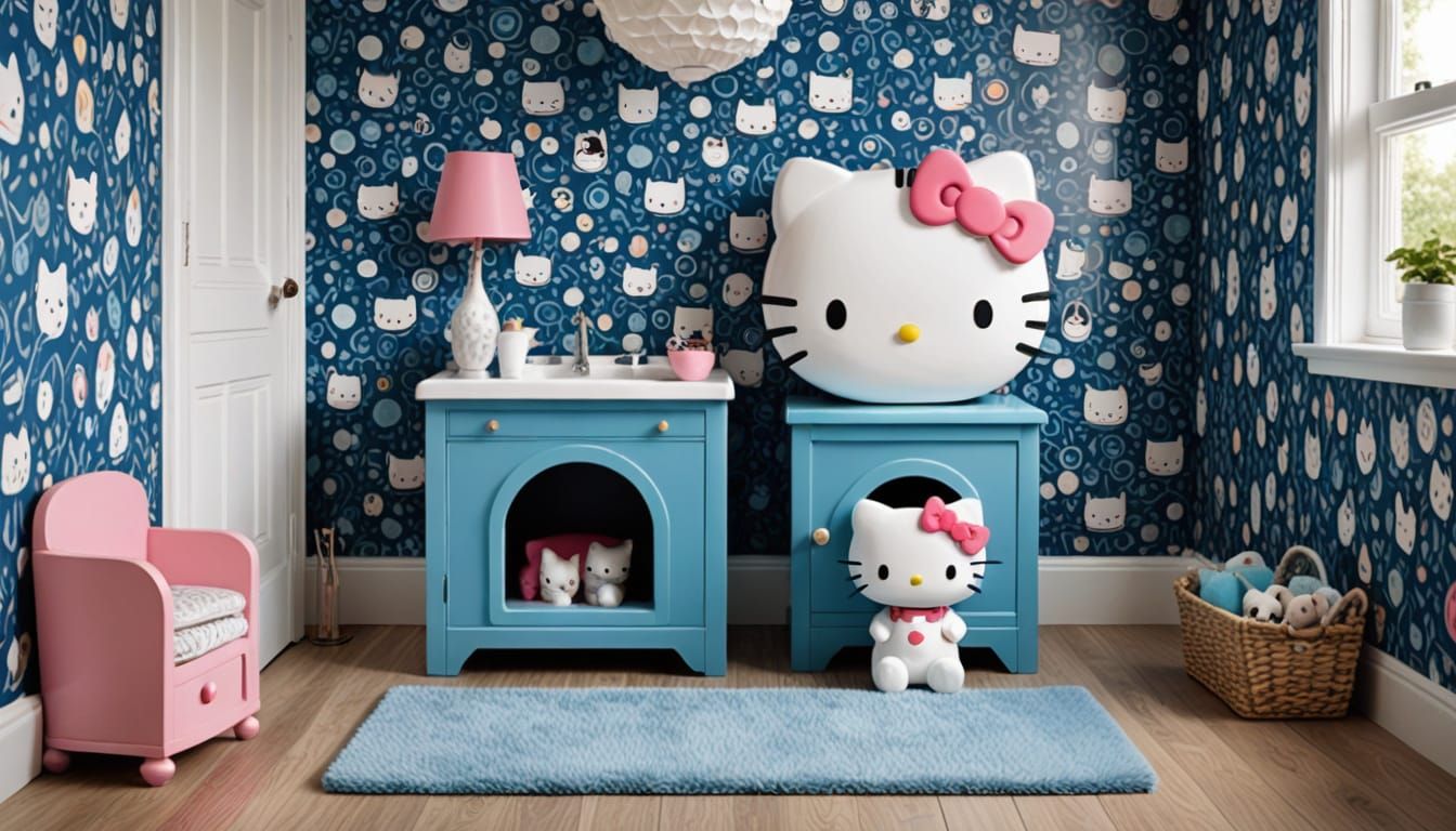 Hello Kitty's Bathroom Break in Cel-Shade Style