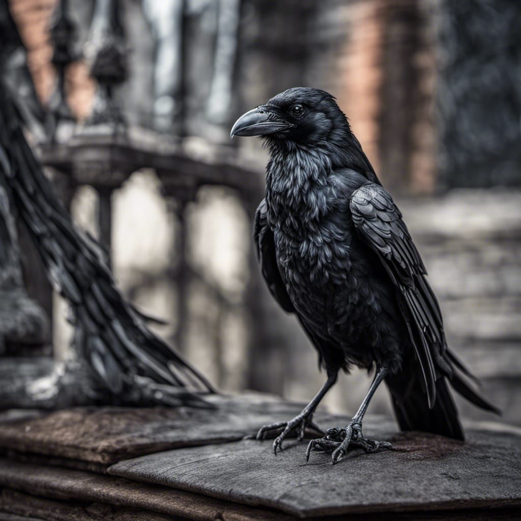 Hyperrealistic Gothic Raven in Cinematic Style