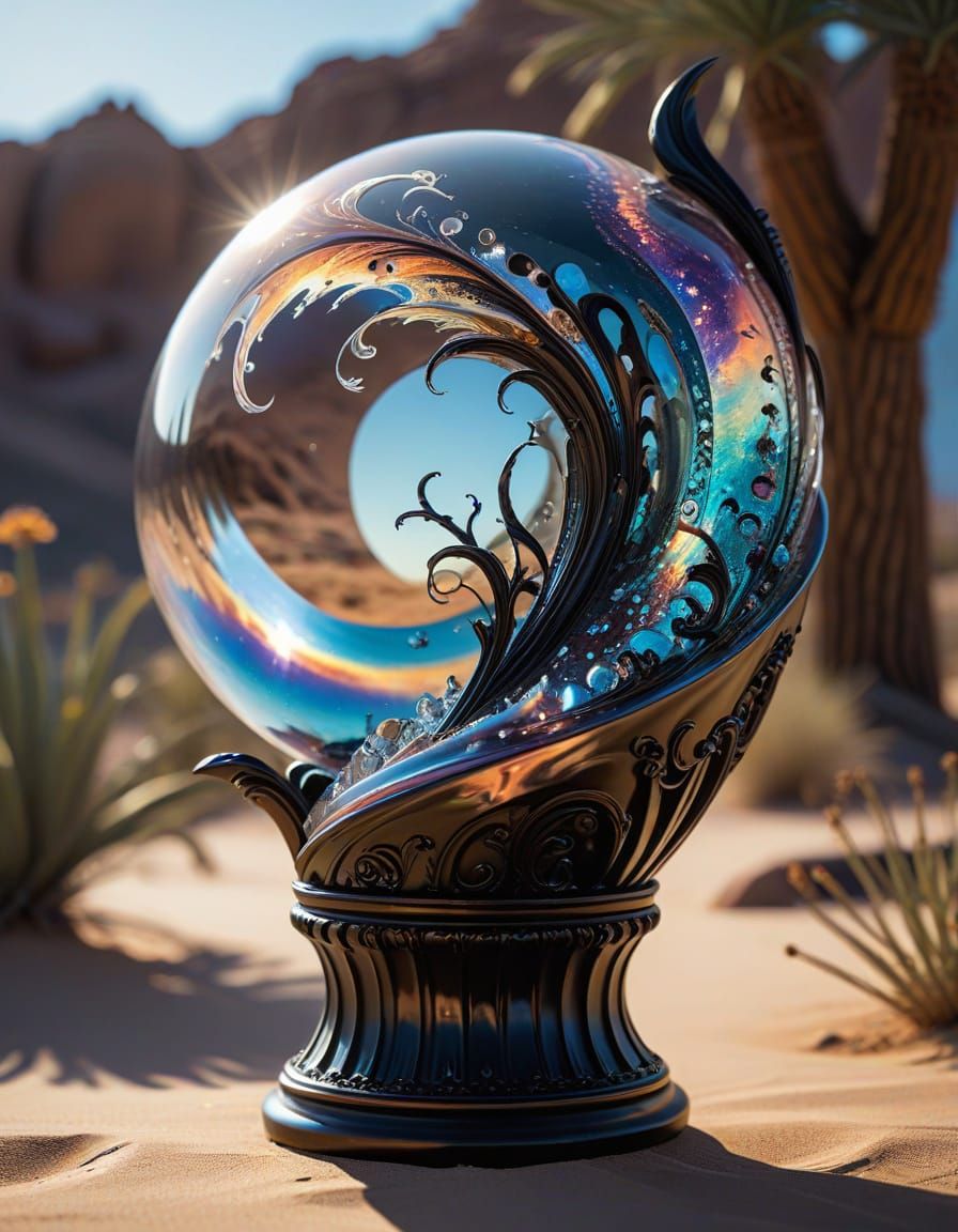 Surreal Desert Glass Sculpture in Iridescent Hues