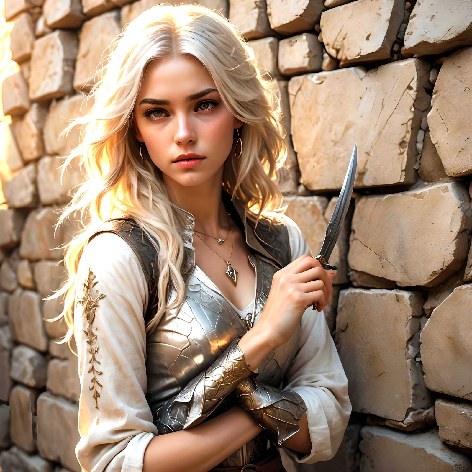 Detailed Portrait of a Young Woman with Blonde Hair