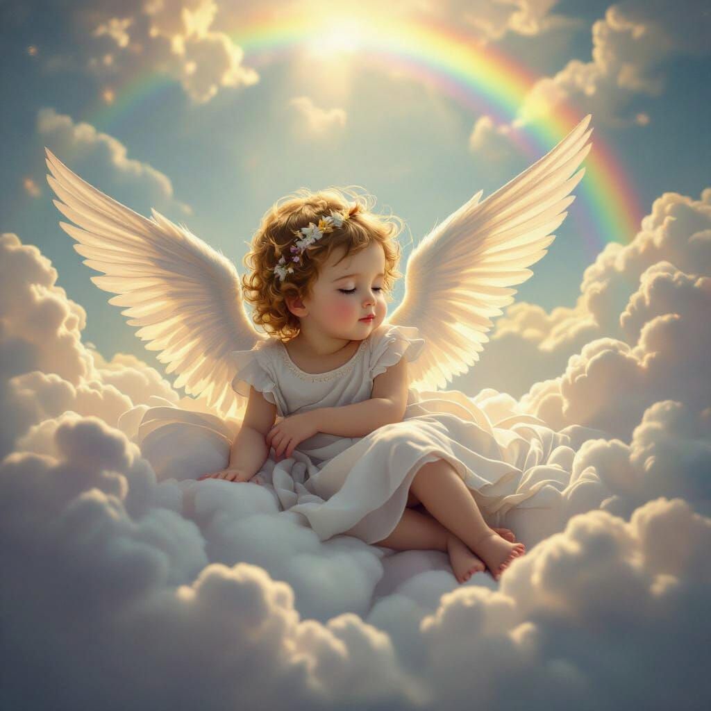 Ethereal Baby Angel in Luminous Heaven