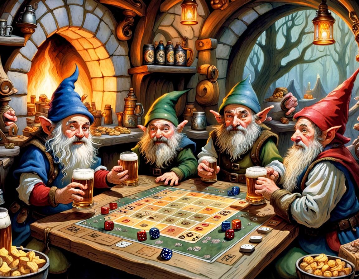 Enthusiastic Fantasy Creatures Play Board Game