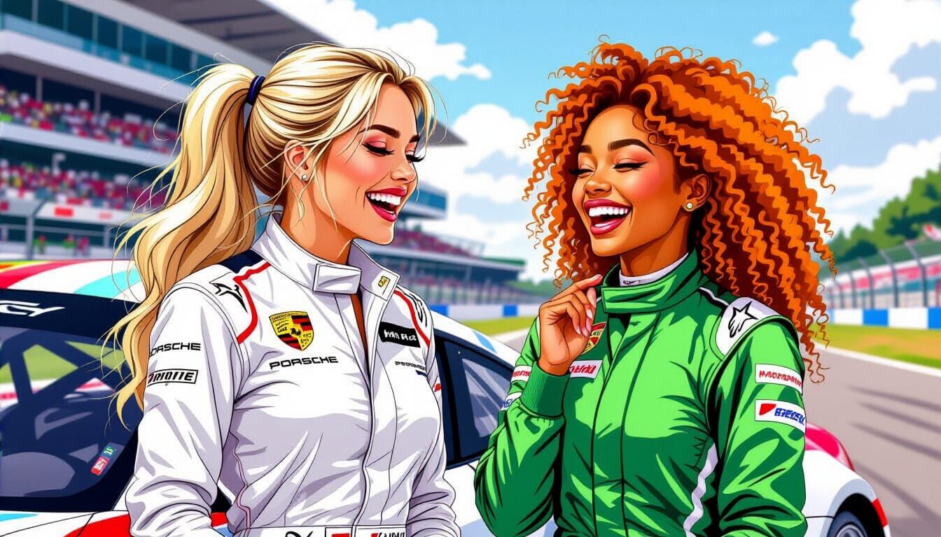 Porsche Racers Friends Laughing at Le Mans