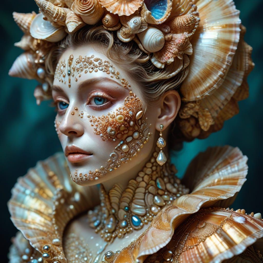 Seashell Woman: A Surreal Arcimboldo-Inspired Portrait