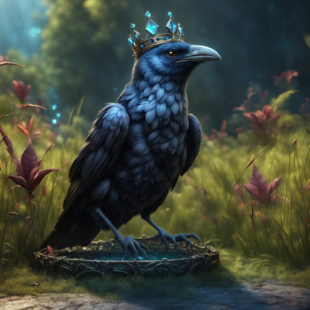 Raven with Jeweled Crown Fantasy Concept Art