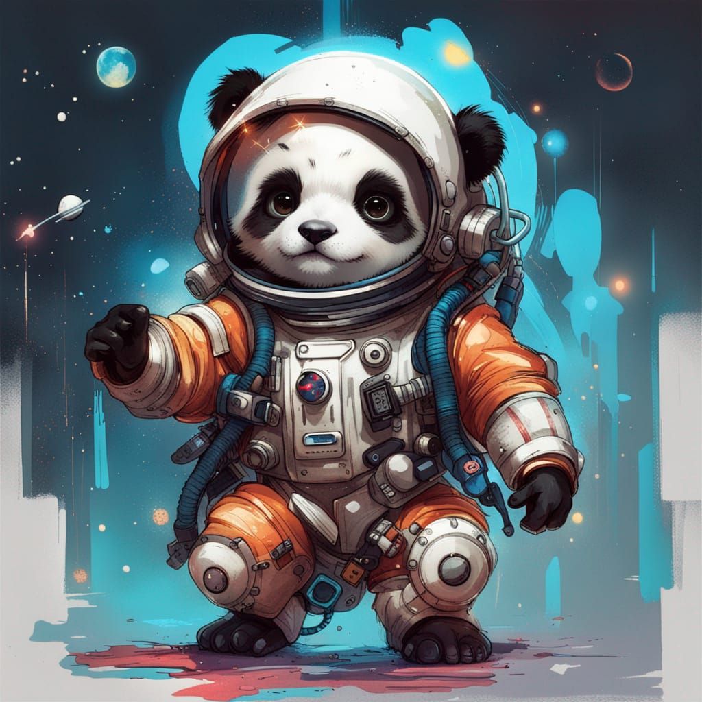 Adorable Chibi Panda Astronaut: Ultra-Detailed Digital Art