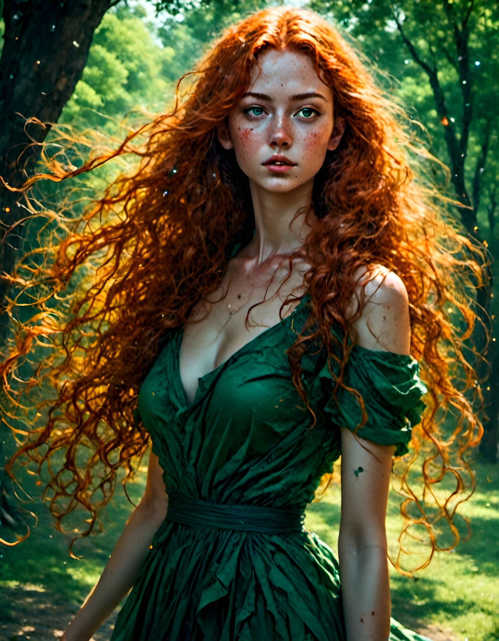 Beautiful Woman with Red Hair Portrait