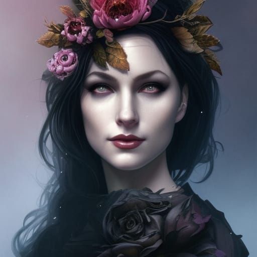 Gothic Raven Queen Portrait in Ultra Realism