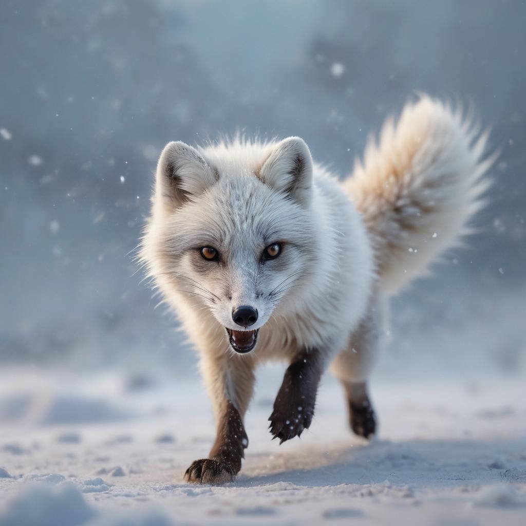 Arctic Fox Leaping in Blizzard, Splash Art