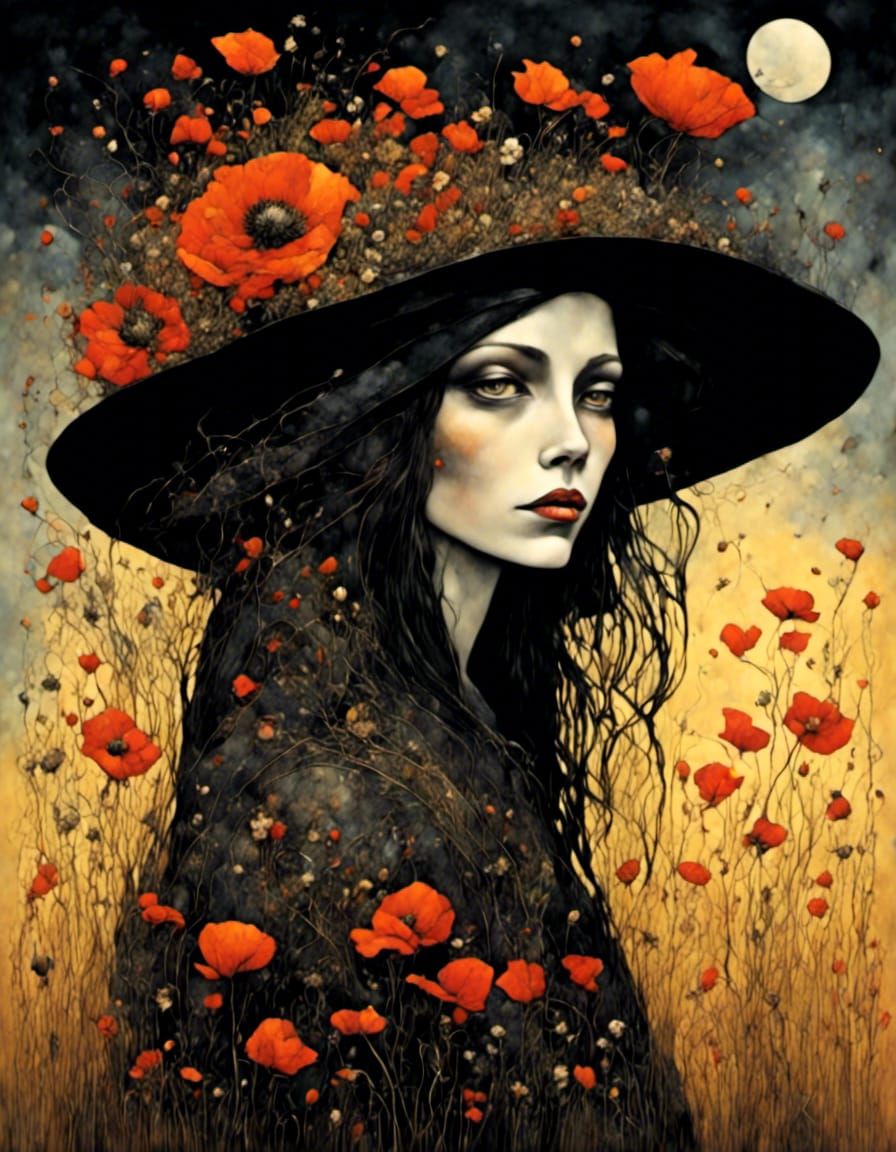 Witch Portrait in Graphic Novel Style